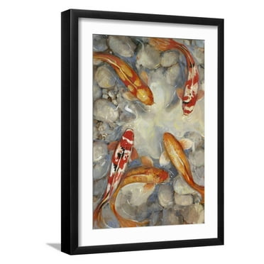 Art.com Vibrant Koi I Art Print by Tim O'toole, Black Frame Wall Art, 17" x 23"