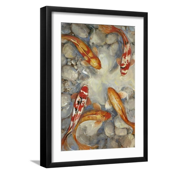 Art.com Vibrant Koi I Art Print by Tim O'toole, Black Frame Wall Art, 17" x 23"