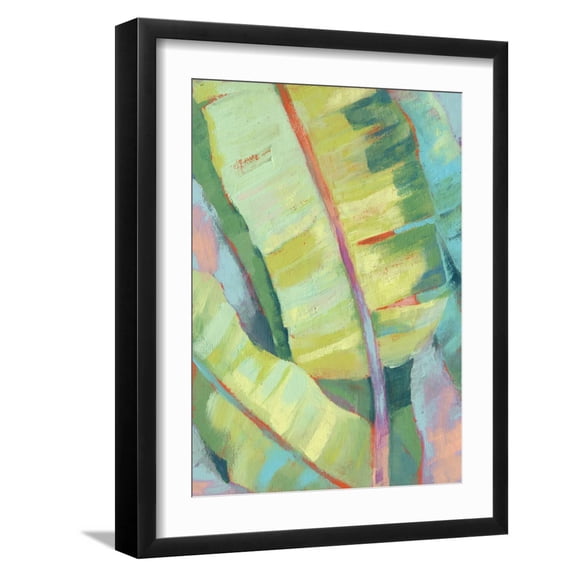 Art.com Vibrant Palm Leaves I Art Print by Jennifer Goldberger, Black Frame Wall Art, 17" x 21"