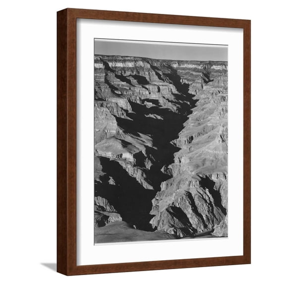 Art.com View With Shadowed Ravine Grand Canyon From South Rim 1941 Arizona. 1941 Art Print by Ansel Adams, Brown Frame Wall Art, 17" x 21"