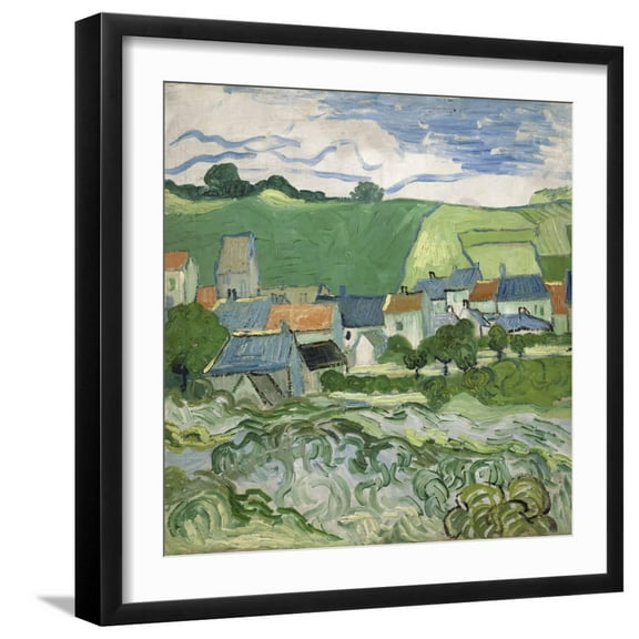 Art.com View of Auvers, 1890 Giclee Print by Vincent van Gogh, Black Frame Wall Art, 21" x 21"