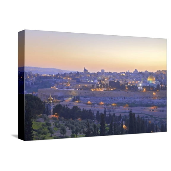 Art.com View of Jerusalem from the Mount of Olives, Jerusalem, Israel, Middle East Stretched Canvas Print Wall Art by Neil Farrin, 18" x 12"