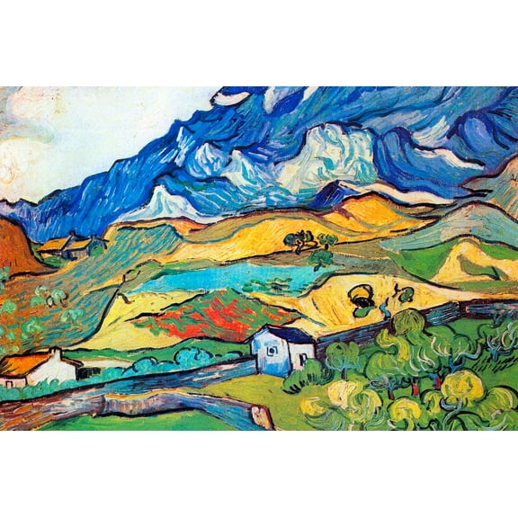 Art.com Vincent Van Gogh Les Alpilles a Mountain Landscape near Saint-Remy Art Print by Vincent van Gogh, 36" x 24"