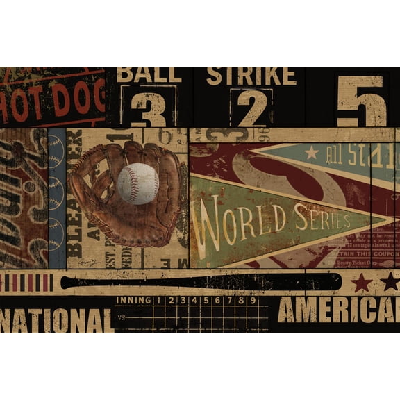 Art.com Vintage Ball Park Art Print by Eric Yang, 18" x 12"