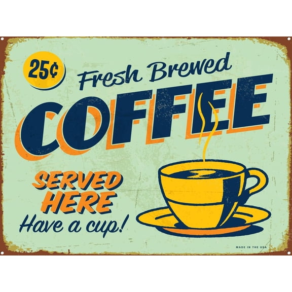 Art.com Vintage Design - Fresh Brewed Coffee Art Print by Real Callahan, 16" x 12"