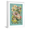 thumbnail image 1 of Art.com Vintage Flowers on Teal Art Print, White Frame Wall Art, 21" x 29", 1 of 5