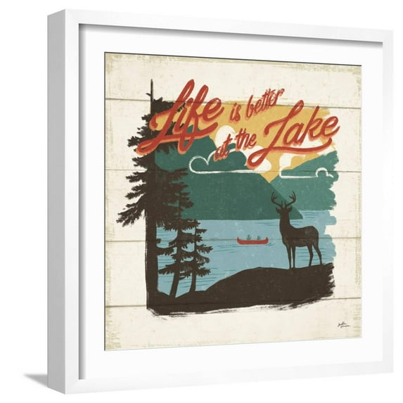 Art.com Vintage Lake IV Art Print by Janelle Penner, White Frame Wall Art, 21" x 21"