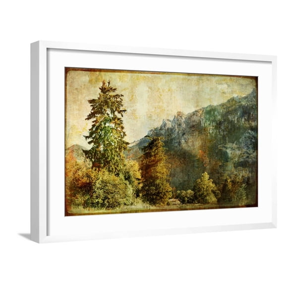 Art.com Vintage Landscape Art Print by Maugli-l, White Frame Wall Art, 29" x 21"