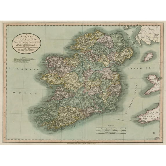 Art.com Vintage Map of Ireland Art Print by John Cary, 32" x 24"