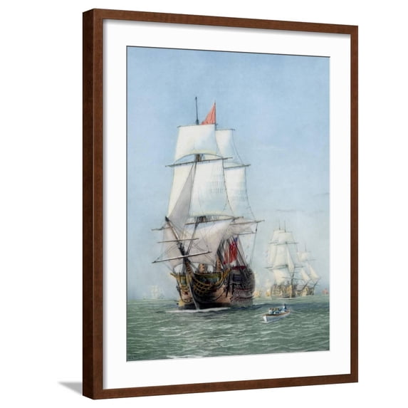 Art.com Vintage Print of Hms Victory of the Royal Navy Art Print by Stocktrek Images, Brown Frame Wall Art, 23" x 29"