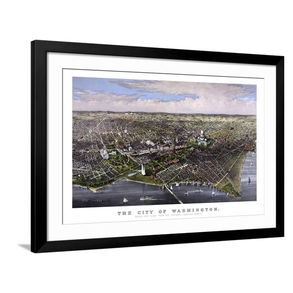 Art.com Vintage Print of Washington D.C Art Print by Stocktrek Images, Black Frame Wall Art, 44" x 32"