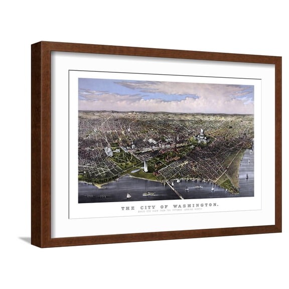 Art.com Vintage Print of Washington D.C Art Print by Stocktrek Images, Brown Frame Wall Art, 23" x 17"