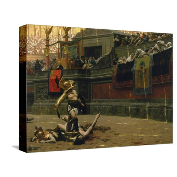 Art.com Vintage Print of a Roman Gladiator with His Defeated Opponent Stretched Canvas Print Wall Art by Stocktrek Images, 16" x 12"