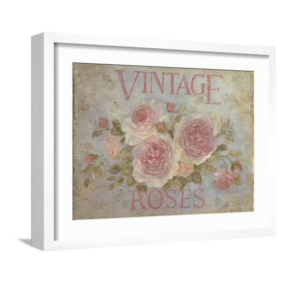 Art.com Vintage Rose Art Print by Debi Coules, White Frame Wall Art, 21" x 17"