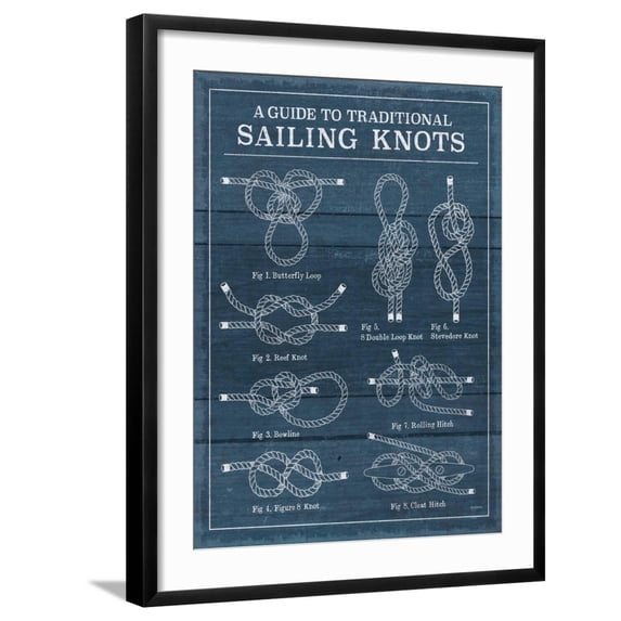Art.com Vintage Sailing Knots I Art Print by Mary Urban, Black Frame Wall Art, 23" x 29"