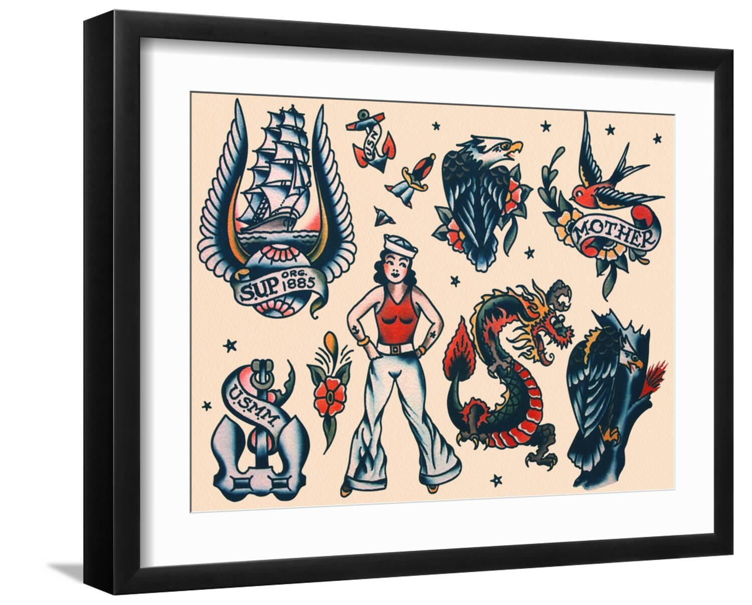 『Sailor Jerry. Tattoo Drawings』 Sailor Jerry Tattoo Flash Art Print: Vintage Style (24