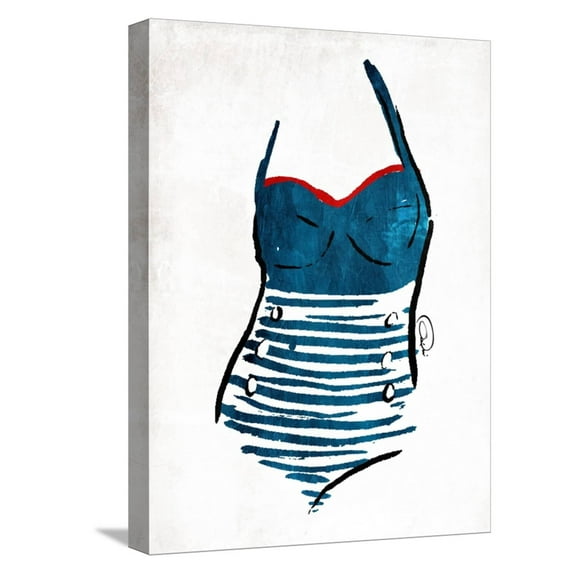 Art.com Vintage Swimsuit One Stretched Canvas Print Wall Art by OnRei, 12" x 16"