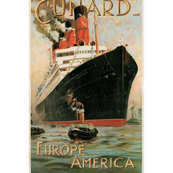 Art.com Vintage Travel Poster for Cunard Line Art Print, 12" x 18"