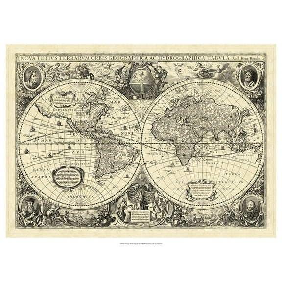 Art.com Vintage World Map Art Print, 16" x 12"