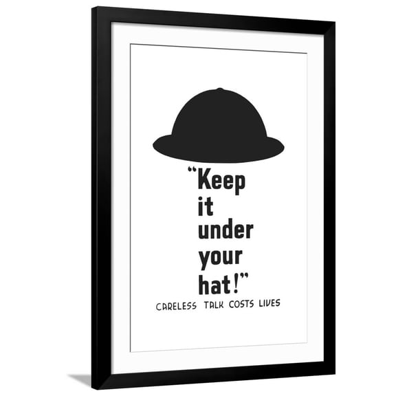 Art.com Vintage World War II Propaganda Poster Featuring an Army Helmet Art Print, Black Frame Wall Art, 32" x 44"