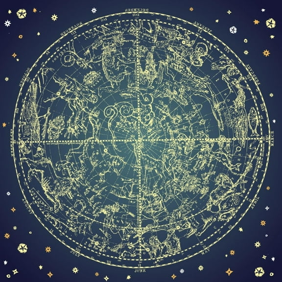 Art.com Vintage Zodiac Constellation Of Northern Stars Art Print by Alisa Foytik, 16" x 16"