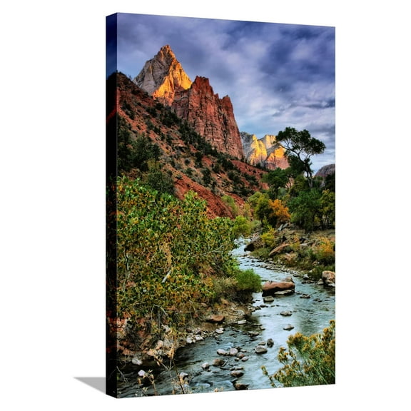 Art.com Virgin River Morning View, Zion National Park, Utah Stretched Canvas Print Wall Art by Vincent James, 16" x 24"