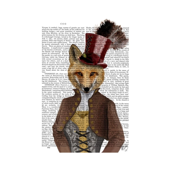 Art.com Vivienne Steampunk Fox Art Print by Fab Funky, 18" x 24"
