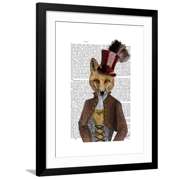Art.com Vivienne Steampunk Fox Art Print by Fab Funky, Black Frame Wall Art, 32" x 40"