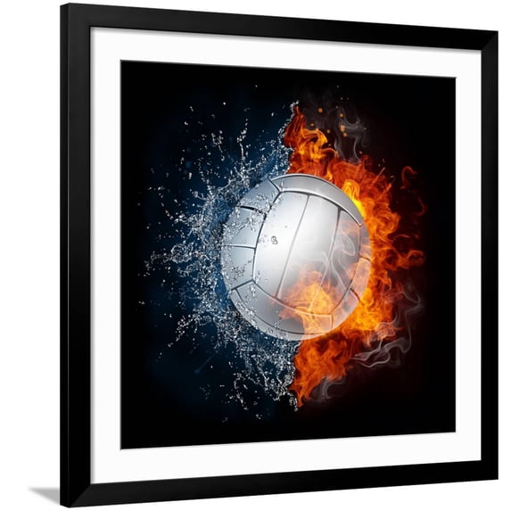 Art.com Volleyball Ball Art Print by RaStudio, Black Frame Wall Art, 38" x 38"
