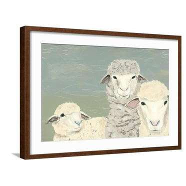 Art.com Bashful Sheep II Art Print by Jade Reynolds, Brown Frame Wall Art, 29" x 21"