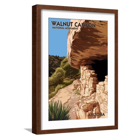 Art.com Walnut Canyon National Monument, Arizona Art Print by Lantern Press, Brown Frame Wall Art, 17" x 23"