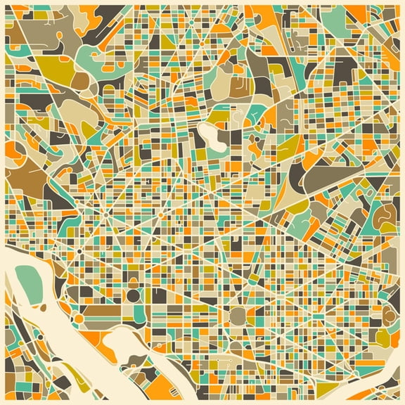 Art.com Washington D.C. Map Art Print by Jazzberry Blue, 16" x 16"