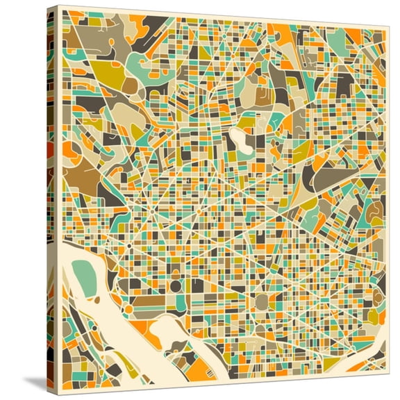 Art.com Washington D.C. Map Stretched Canvas Print Wall Art by Jazzberry Blue, 30" x 30"