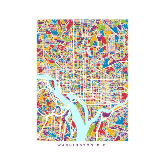 Art.com Washington DC City Street Map Art Print by Michael Tompsett, 18" x 24"