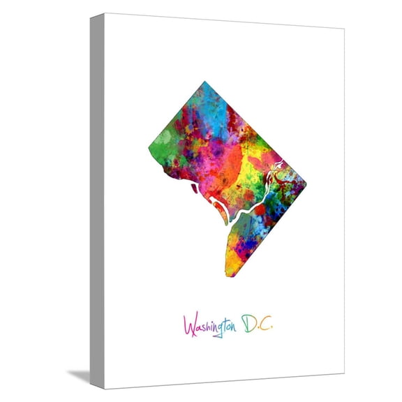 Art.com Washington DC, District of Columbia Map Stretched Canvas Print Wall Art by Michael Tompsett, 12" x 16"