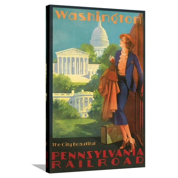 Art.com Washington, DC Travel Poster Stretched Canvas Print Wall Art, 24" x 36"