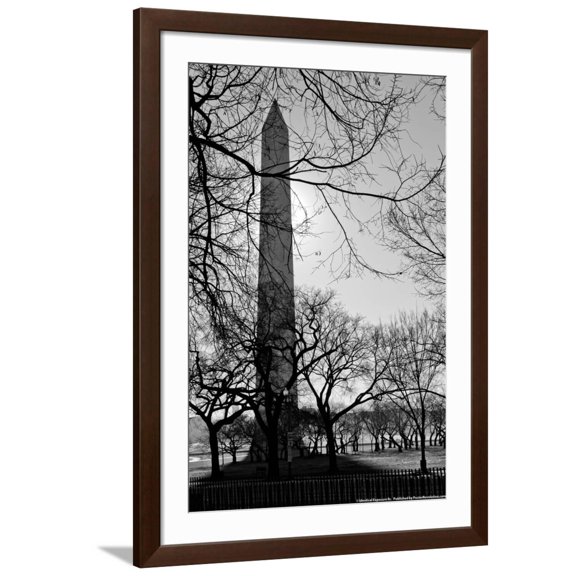 Art.com Washington Monument Black and White DC Photo, Brown Frame Wall Art, 32" x 44"