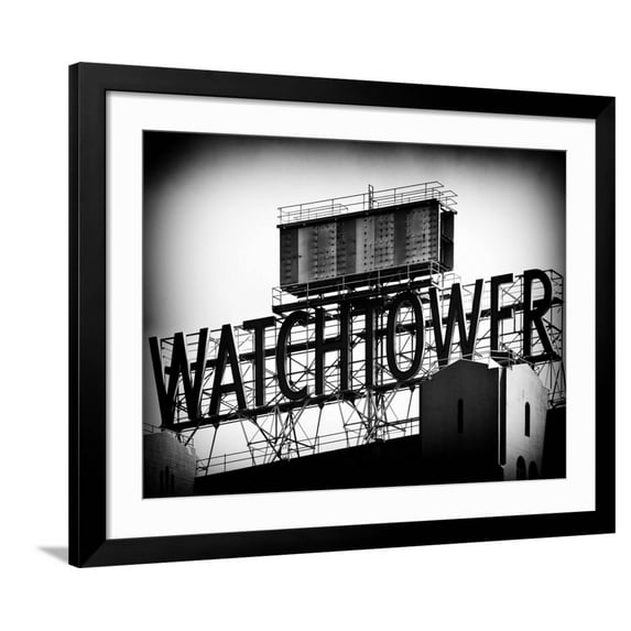 Art.com The Watchtower, Jehovah's Witnesses, Brooklyn, Manhattan, New York, Black and White Photography Photographic Print by Philippe Hugonnard, Black Frame Wall Art, 40" x 32"