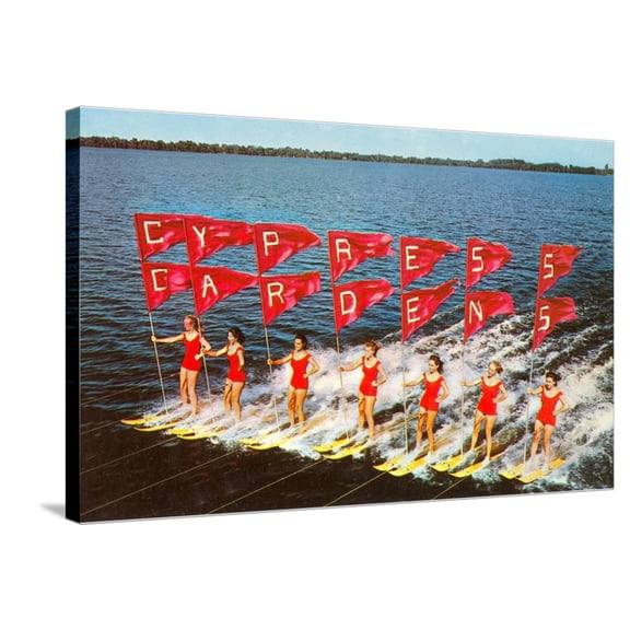 Art.com Water Skiers, Cypress Gardens, Florida Stretched Canvas Print Wall Art, 36" x 24"