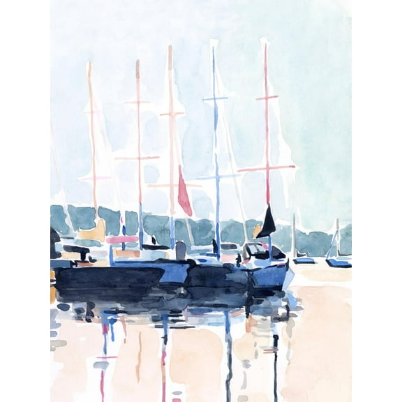 Art.com Watercolor Boat Club I Art Print by Emma Scarvey, 12" x 16"