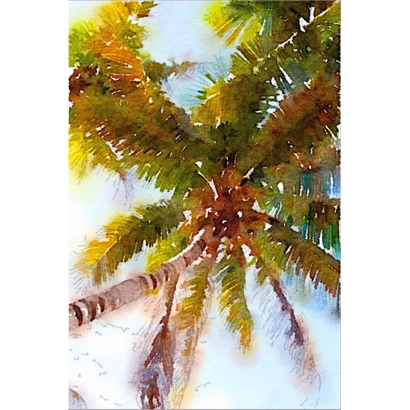 Art.com Watercolor Palms II Stretched Canvas Print Wall Art by Emily Navas, 12" x 18"