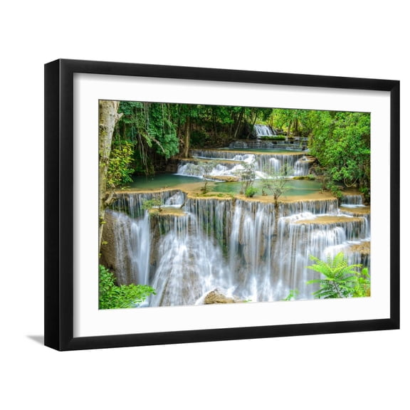 Art.com Waterfall in Kanchanaburi Province, Thailand Photographic Print by Pongphan Ruengchai, Black Frame Wall Art, 23" x 17"