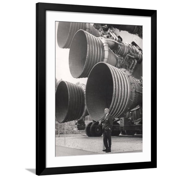 Art.com Wernher Von Braun, Standing by Five F-1 Engines, 1960s Photo, Black Frame Wall Art, 32" x 40"