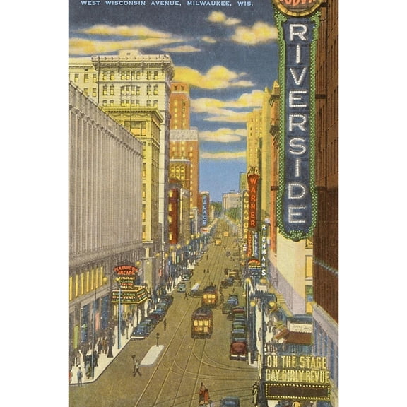 Art.com West Wisconsin Avenue, Milwaukee, Wisconsin Art Print, 16" x 24"
