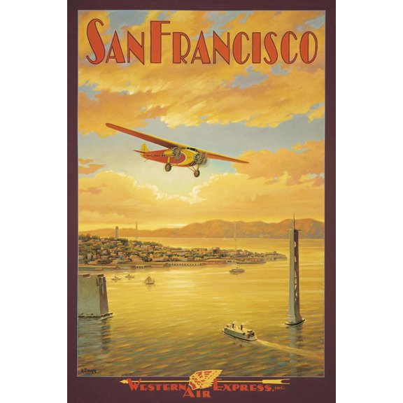 Art.com Western Air Express, San Francisco, California Art Print by Kerne Erickson, 12" x 18"