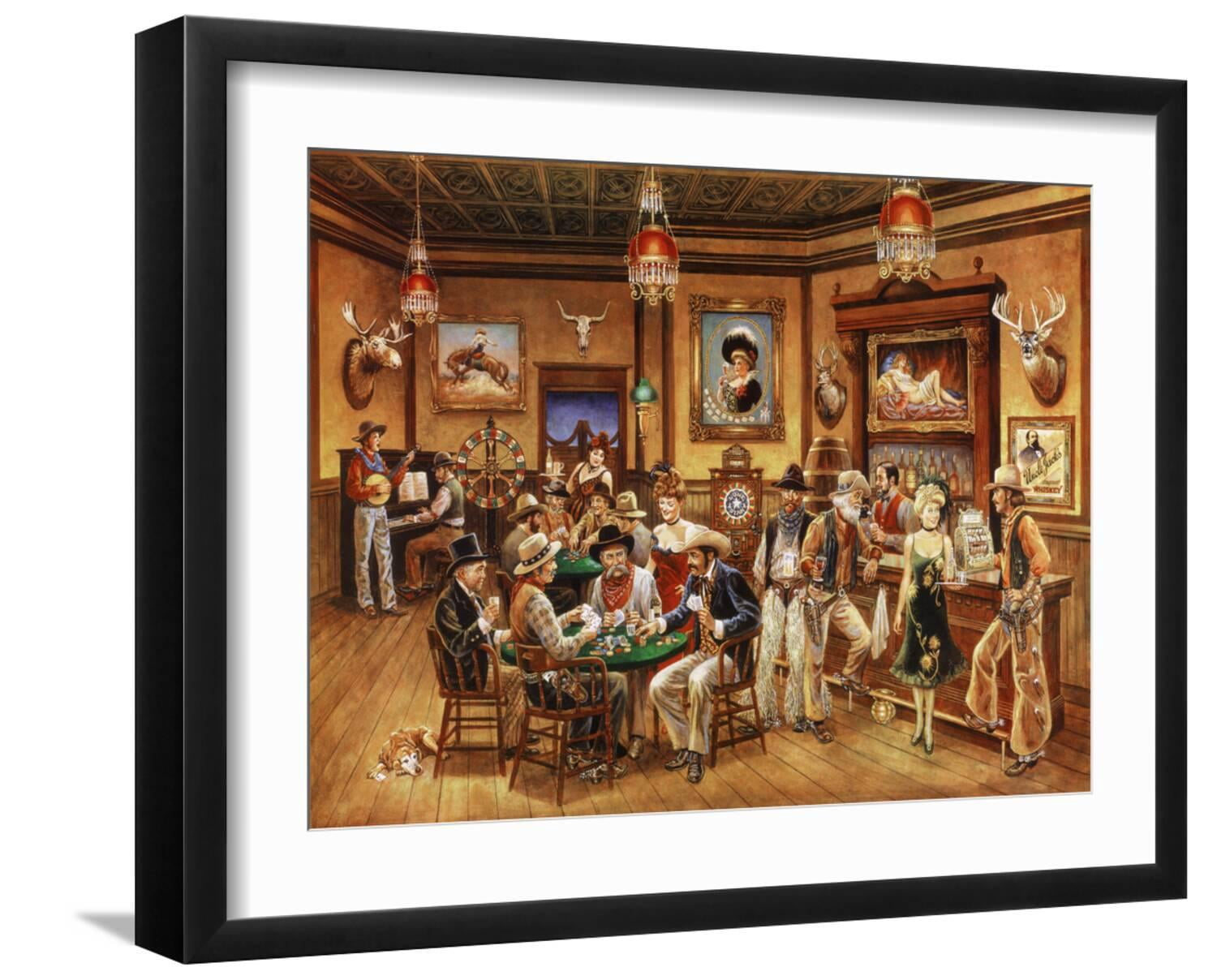 Art.com Western Saloon Giclee Print by Lee Dubin, Black Frame Wall Art ...