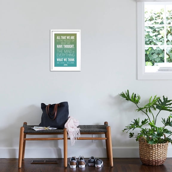 Art.com What We Think We Shall Become Buddha Art Print, White Frame Wall Art, 17" x 23"
