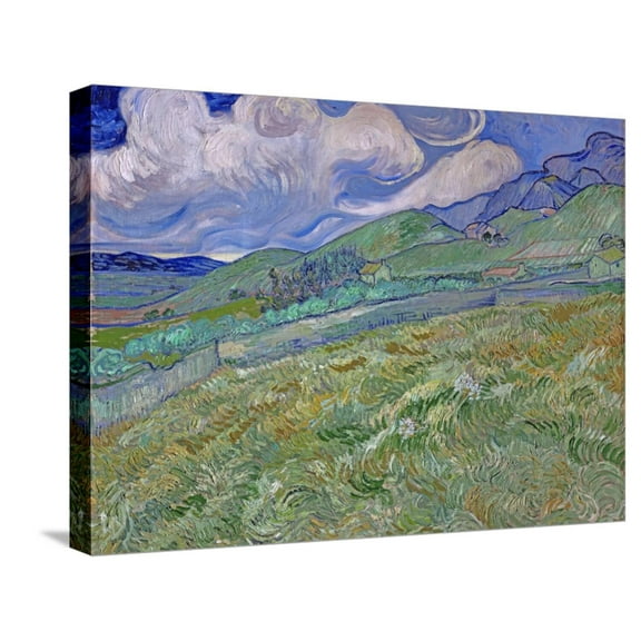 Art.com Wheatfield and Mountains, c.1889 Stretched Canvas Print Wall Art by Vincent van Gogh, 24" x 18"