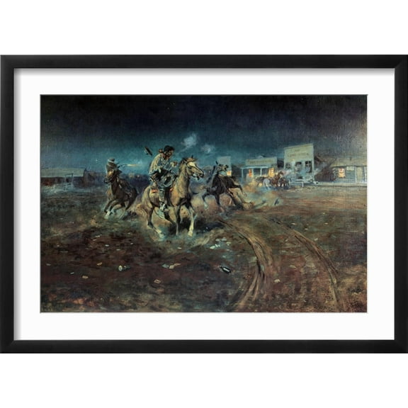 Art.com When Guns Speak Art Print by Charles Marion Russell, Black Frame Wall Art, 23" x 17"