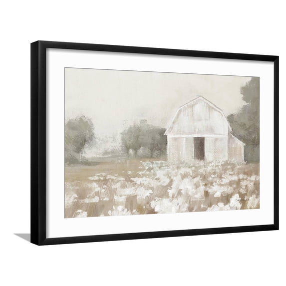 Art.com White Barn Meadow Neutral Crop Art Print by Danhui Nai, Black Frame Wall Art, 29" x 21"